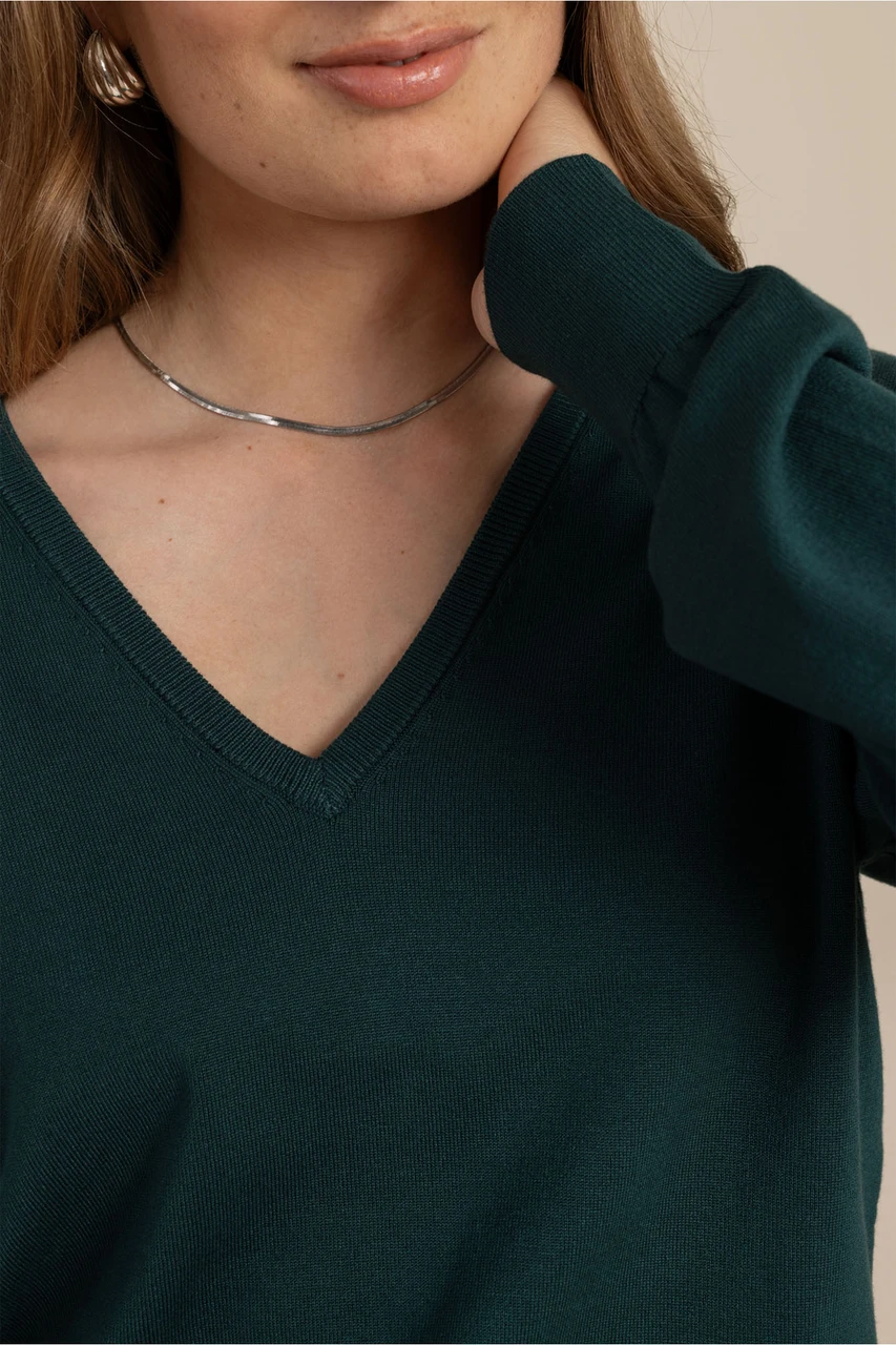 Studio Anneloes Ruth Vneck Pullover Dark Teal
